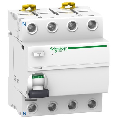 Диференційний вимикач навантаження (ПЗВ) Schneider iID, 40A, 100мА, 4P, AC (A9R12440)