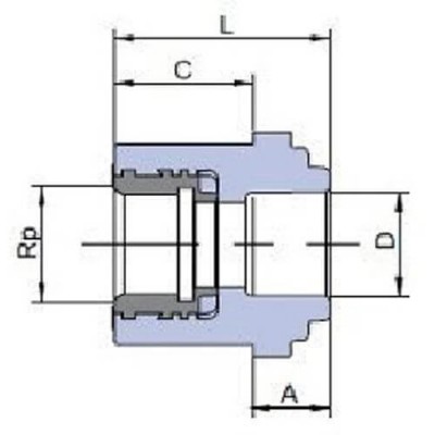 PP-R перехід для гіпсокартону 1/2”x20мм, Wavin Ekoplastik, SZS02020XX