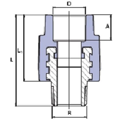 PP-R Переход с металлической наружной резьбой 3”x90мм, Wavin Ekoplastik, SZE09090XX