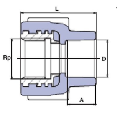 PP-R перехід з металевим внутрішнім різьбленням и крестом 1/2”x20мм, Wavin Ekoplastik, SZI02020KX