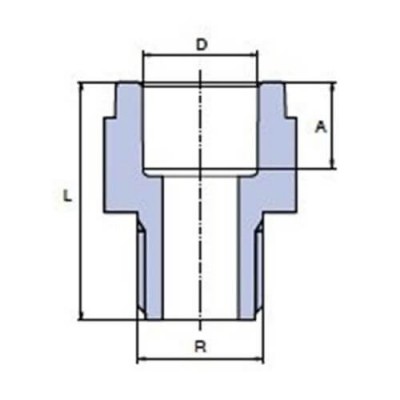 PP-R Переход с пластмассовой резьбой наружной 1 1/4”x40мм, Wavin Ekoplastik, SDG04040XX