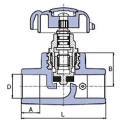 PP-R прохідний вентиль (правий) з випускним клапаном під PP трубу 50мм, Wavin Ekoplastik, SVEV050PXX