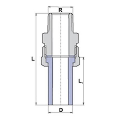 Різьбове з'єднання зовнішнє під PP трубу 1/2”x20мм, Wavin Ekoplastik, SSE02020XX