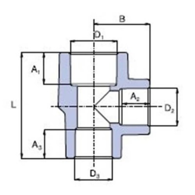 PP-R Тройник переходной с двух сторон 32x20x25мм, Wavin Ekoplastik, STKR0322520