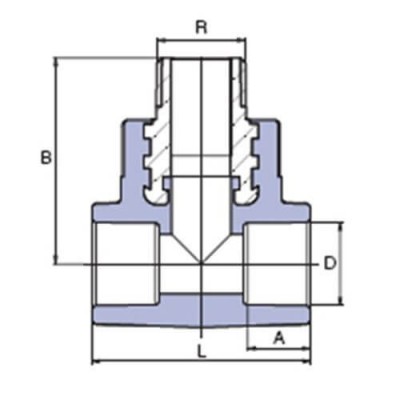 PP-R Тройник с металлической наружной резьбой 1”x32мм, Wavin Ekoplastik, STKE03232X