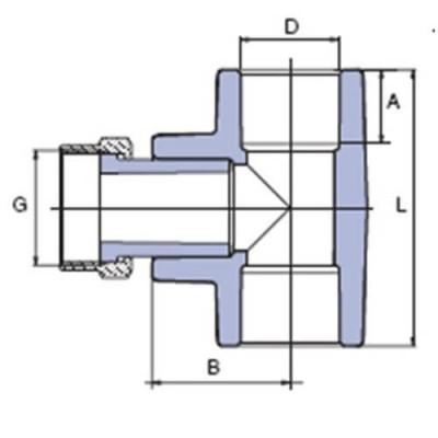 PP-R трійник-перехід з накидною гайкою під PP трубу 3/4”x32мм, Wavin Ekoplastik, STKM03225X