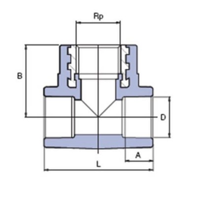 PP-R трійник з металевою внутрішньою різьбою 3/4”x32мм, Wavin Ekoplastik, STKI03225X