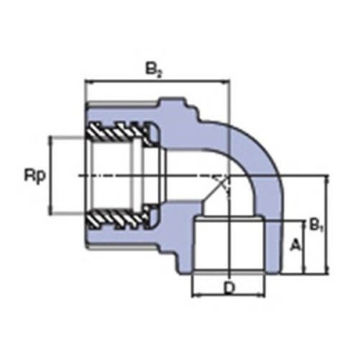 PP-R кутник 90o з металевим внутрішнім різьбленням 3/4”x25мм, Wavin Ekoplastik, SKOI02525X