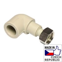PP-R кутник 90? перехід з накидною гайкою під PP трубу 3/4”x20мм, Wavin Ekoplastik, SKOM02025X