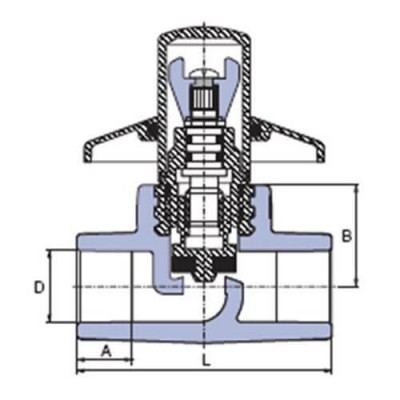 PP-R вентиль під штукатурку прохідний з металевою кришкою під трубу 20мм, Wavin Ekoplastik, SVEPLK020X