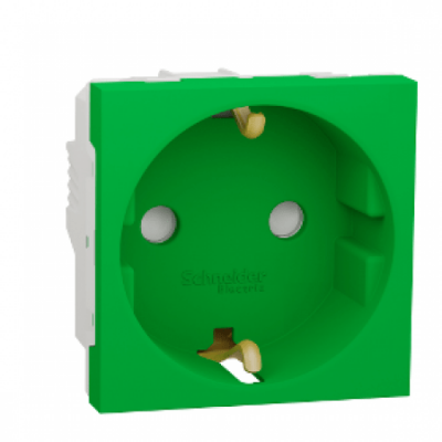 Розетка з з/к, зі шторками 16А гвинтовий зажим Unica New зелена (NU303706)