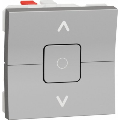 Выключатель для жалюзи 2-х клавишный 6А 2 модуля Unica New алюминий (NU320830)