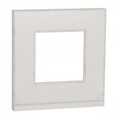 Рамка 1-постовая горизонтальная Unica New белое стекло/белый (NU600285)