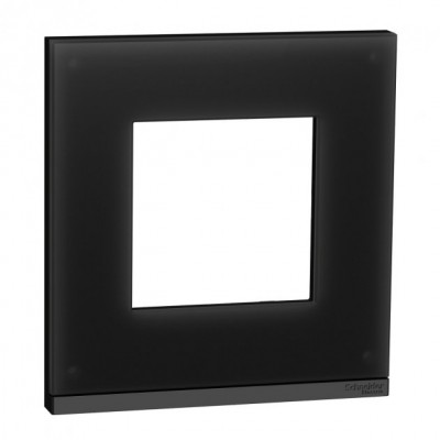 Рамка 1-постовая горизонтальная Unica New черное стекло/антрацит (NU600286)