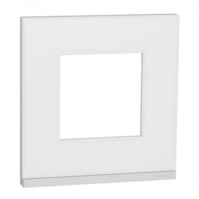 Рамка 1-постовая горизонтальная Unica New матовое стекло/белый (NU600289)