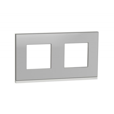 Рамка 2-х постовая горизонтальная Unica New алюминий матовый/белый (NU600480)