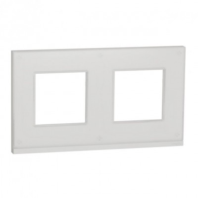 Рамка 2-х постовая горизонтальная Unica New белое стекло/белый (NU600485)