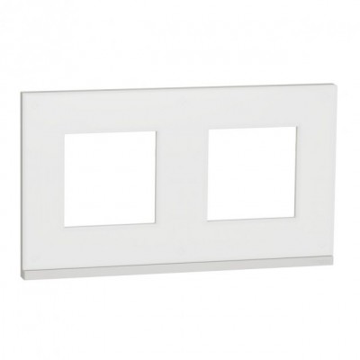 Рамка 2-х постовая горизонтальная Unica New матовое стекло/белый (NU600489)