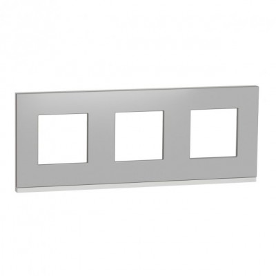 Рамка 3-х постова горизонтальна Unica New алюміній матовий/білий (NU600680)
