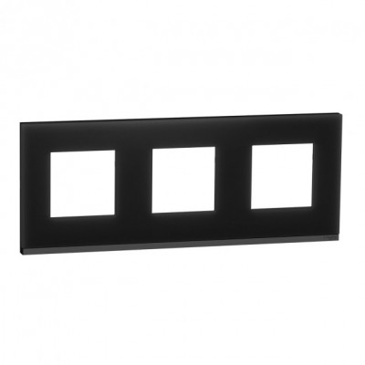 Рамка 3-х постовая горизонтальная Unica New черное стекло/антрацит (NU600686)