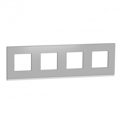 Рамка 4-х постова горизонтальна Unica New алюміній матовий/білий (NU600880)