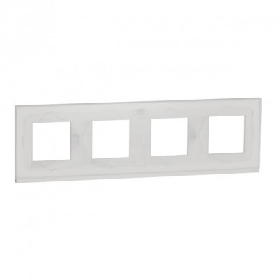 Рамка 4-х постовая горизонтальная Unica New белое стекло/белый (NU600885)