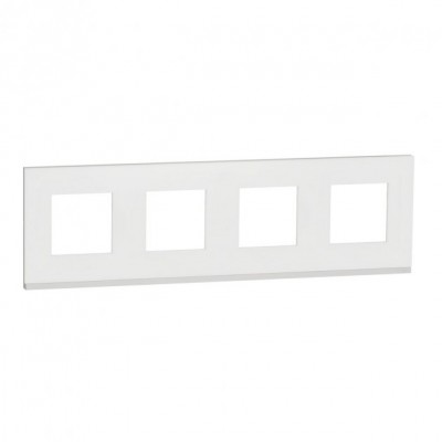 Рамка 4-х постовая горизонтальная Unica New матовое стекло/белый (NU600889)